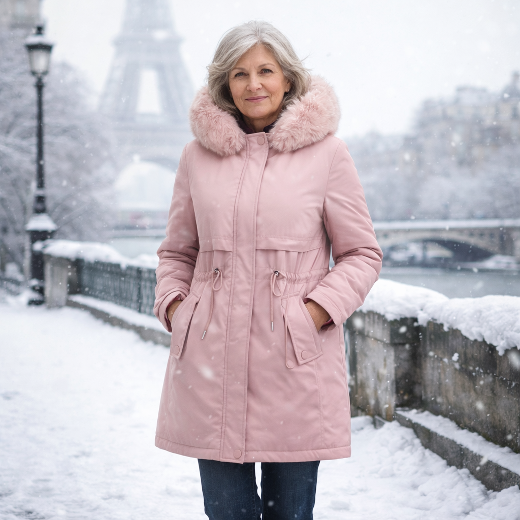 Grâce | Parka d'hiver élégante avec bord en fourrure