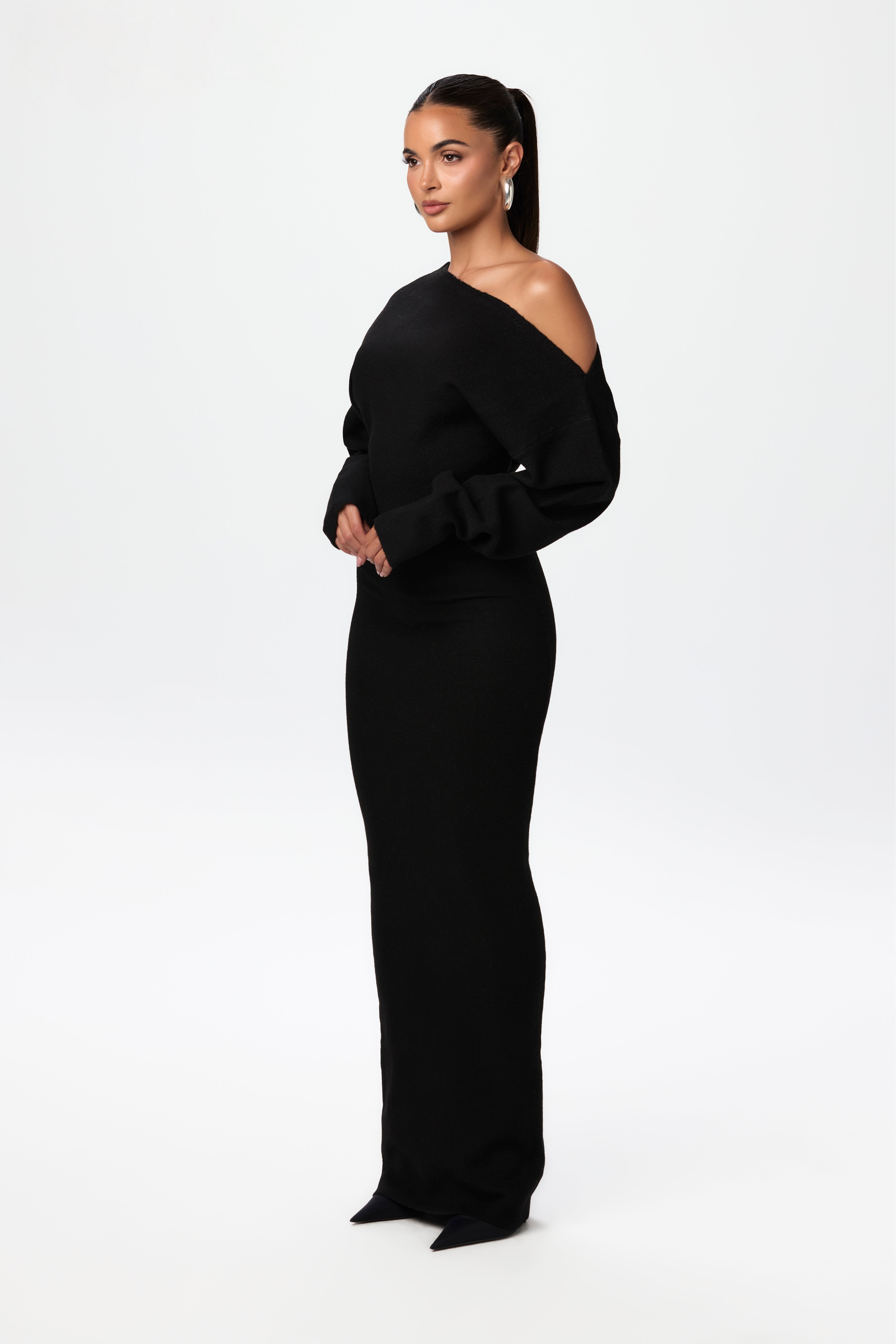 Robe Pull à Épaules Dénudées