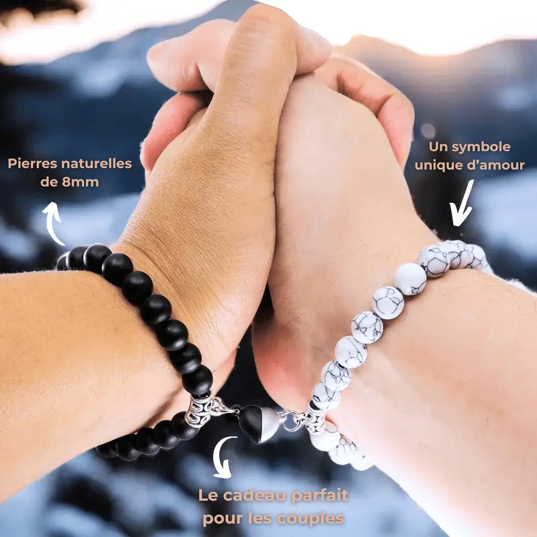 BRACELETS AMORE - Howlite & Onyx