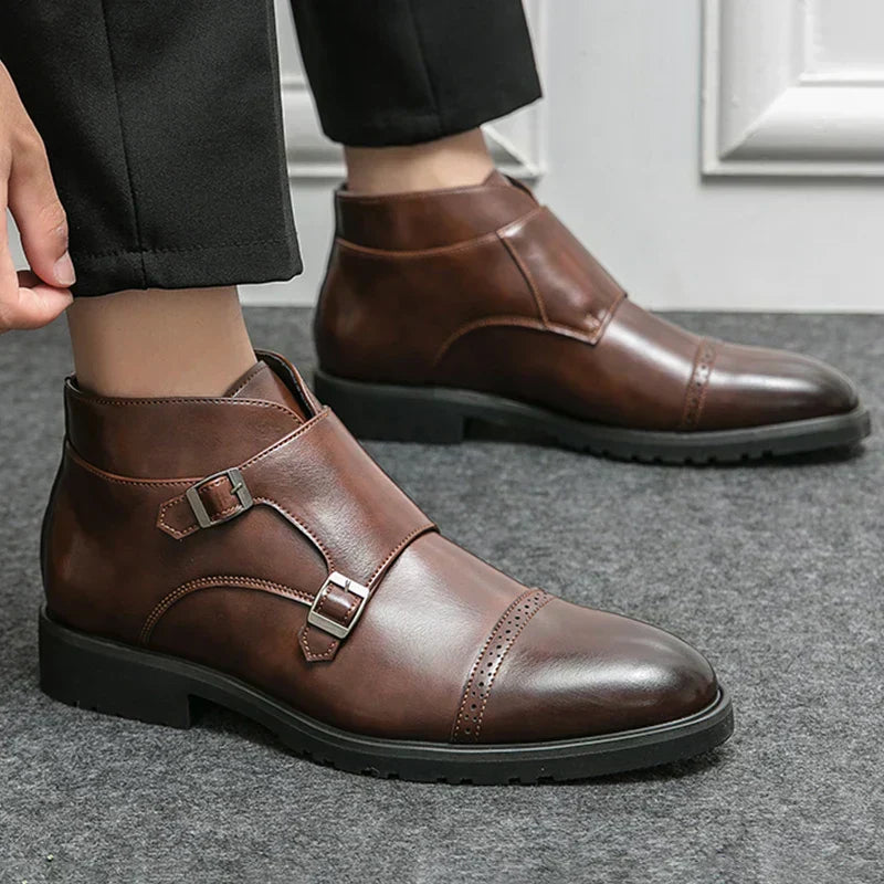 Parker | Bottines en simili cuir avec double boucle monk