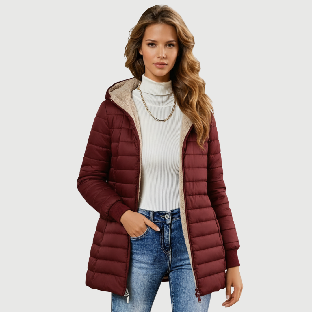 Camélia | Manteau d'Hiver Doublé en Sherpa