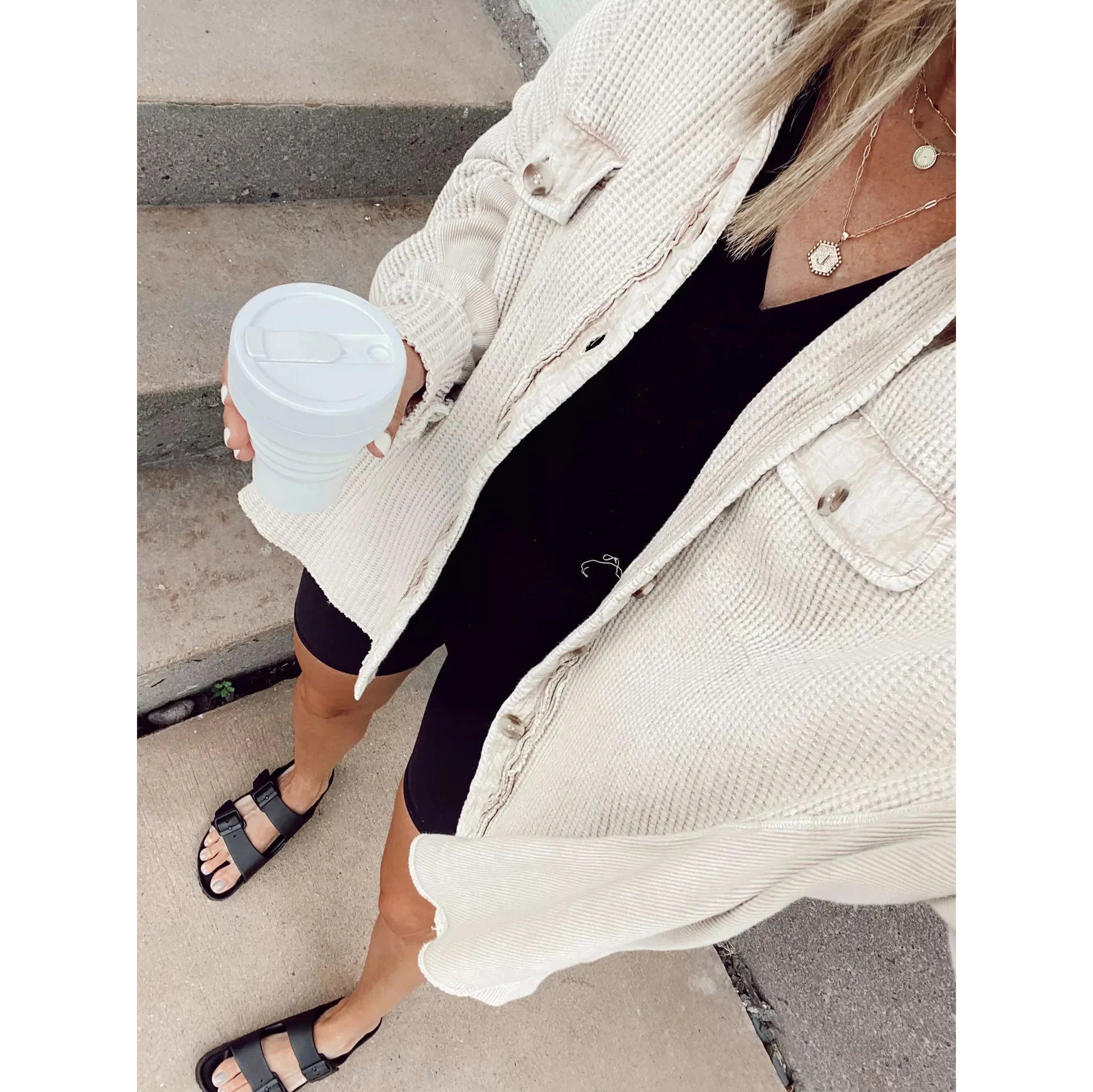 Nova Veste-chemise en maille gaufrée