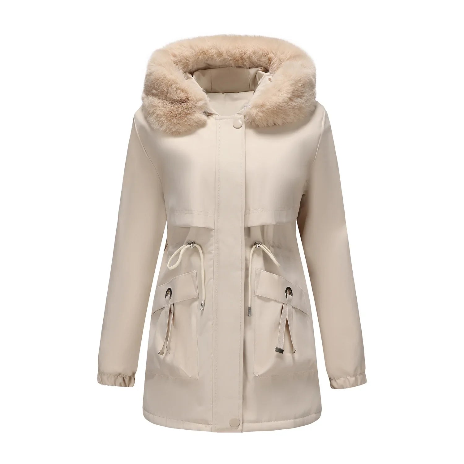 Grâce | Parka d'hiver élégante avec bord en fourrure